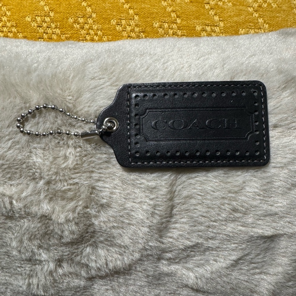 Coach Black Leather Tag Keychain